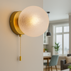 Aplique transparente retro, Johnson, con interruptor de cuerda