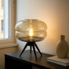 Lámpara de mesa ámbar retro, Sean, con interruptor