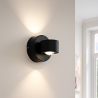 Aplique up down negro moderno, Izzet, 6W, 3000K LED
