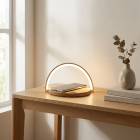 Lámpara de mesa madera de plástico, Erhan, 2W, 3000K LED, con interruptor