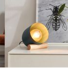 Lámpara de mesa de madera azul, Riaz, con interruptor