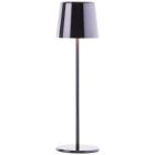 Lámpara de mesa recargable para exterior negra moderna, Skander, 4W, ajustable entre luz blanco cálido y frío LED, IP44, con regulador táctil