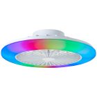 Ventilador de techo blanco moderno, Sofieke, 40W, RGBW LED, con mando a distancia