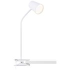 Lámpara de pinza blanca de plástico, Musab, 7W, 3000K LED, regulable en 3 pasos