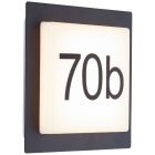 Número de casa con luz negro de aluminio, Nurcan, 9W, 3000K LED, IP44