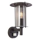 Aplique exterior con sensor de movimiento negro rústico, Gezina, IP44