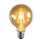 E27 LED bombilla regulable, G95, 6W, ámbar de vidrio, 2200K