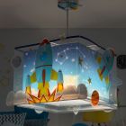 Lámpara colgante infantil de plástico azul, Rocket