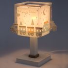 Lámpara de mesa infantil de plástico verde, Train, con interruptor