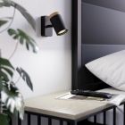 Foco de pared negro de acero, Conradus, IP44