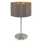 Lámpara de mesa marrón de tela, Terme, con interruptor