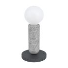 Lámpara de mesa antracita de acero, Patrycja, con interruptor