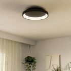 Lámpara de techo negra de plástico, Shauni, 12W, ajustable entre luz blanco cálido y frío LED, con mando a distancia
