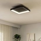 Lámpara de techo negra de plástico, Shauni, 12W, ajustable entre luz blanco cálido y frío LED, con mando a distancia