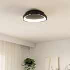 Lámpara de techo negra de plástico, Shauni, 12W, ajustable entre luz blanco cálido y frío LED, con mando a distancia