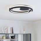 Plafón de techo negro de plástico, Madhvi, 20W, ajustable entre luz blanco cálido y frío LED, con mando a distancia