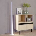 Lámpara de pie blanca de plástico, Birkan, 10,5W, RGBW LED, con mando a distancia