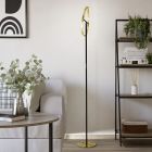 Lámpara de pie latón de plástico, Corwin, 8,8W, 3000K LED, con regulador táctil