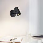 Foco de pared negro de aluminio, Vikram, con interruptor