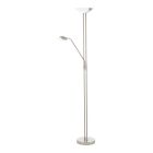 Lámpara de pie de lectura níquel de vidrio, Brava, 20W, 3000K LED, con interruptor