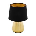 Lámpara de mesa de cerámica dorada, Elvin, con interruptor
