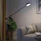 Lámpara de pie de lectura negra de aluminio, Thies, 24W, 3000K LED, regulable en 3 pasos