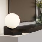 Lámpara de mesa negra de vidrio, Wesly, con interruptor