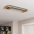 Plafón de techo madera de aluminio, Kyllian, 9W, ajustable entre luz blanco cálido y frío LED, regulable en 3 pasos