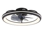 Ventilador de techo negro de plástico, Juulke, 40W, ajustable entre luz blanco cálido y frío LED, con mando a distancia