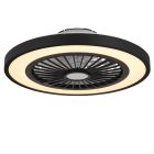 Ventilador de techo negro de plástico, Komal, 45W, ajustable entre luz blanco cálido y frío LED, con mando a distancia