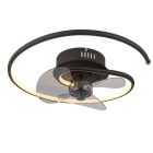 Ventilador de techo negro de metal, Lein, 30W, ajustable entre luz blanco cálido y frío LED, con mando a distancia