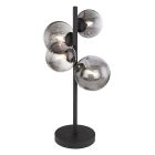 Lámpara de mesa negra de vidrio, Melinda, con interruptor