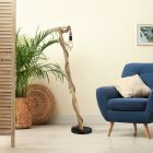 Lámpara de pie madera de cuerda, Udo, con interruptor