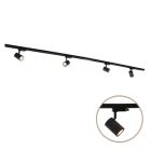 2M sistema iluminación carril monofásico negro + 4 Elena focos de carril