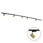 3M sistema iluminación carril monofásico latón + 5 Elena focos de carril