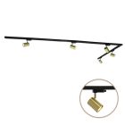 3M sistema iluminación carril monofásico latón con esquina + 5 Elena focos de carril