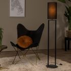 Lámpara de pie rústica negra, Herman, con interruptor