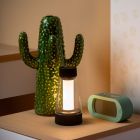 Lámpara de mesa recargable para exterior moderna negra, Lorali, 1,2W, 2700K LED, IP44, con regulador táctil