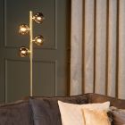 Lámpara de pie retro dorada, Tycho, con interruptor