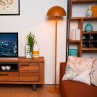 Lámpara de pie moderna amarilla, Siemon, con interruptor