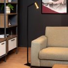 Lámpara de pie moderna negra, Sybil, con interruptor