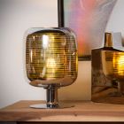 Lámpara de mesa moderna cromada, Eryn, con interruptor