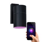 Lámpara exterior inteligente negra moderna, Pedro, IP44, 4,5W, RGBW