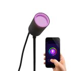 Lámpara exterior inteligente negra moderna, Pedro, IP44, 4,5W, RGBW