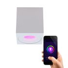 Lámpara de techo inteligente blanca moderna, Alion, IP44, 4,5W, RGBW