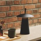 Lámpara de mesa recargable moderna negra, Ara, 2W, 3000K LED, IP54, con interruptor