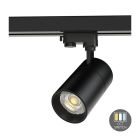 Foco de carril trifásico negro Rozina, 20W, interruptor blanco, regulable, Pro