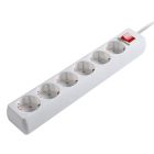 Regleta 6 enchufes con interruptor 3 metros, blanco