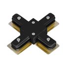 Conector en forma de X para iluminación de riel monofásica, negro.