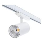 Foco LED trifásico blanco para sistema de carril, de aluminio, marca Rozina, 10W/20W/30W, con interruptor blanco.